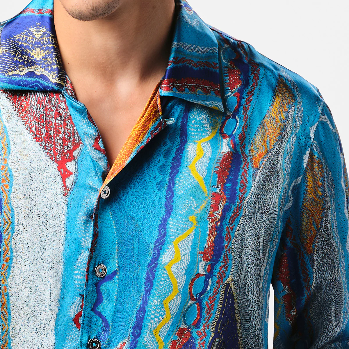 COOGI Silk Shirt in Blues - Image 4