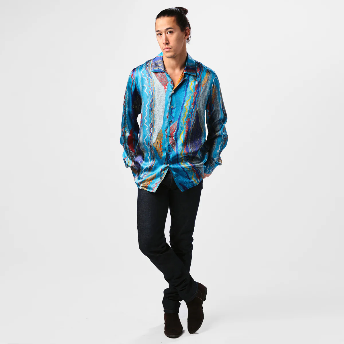 COOGI Silk Shirt in Blues - Image 5