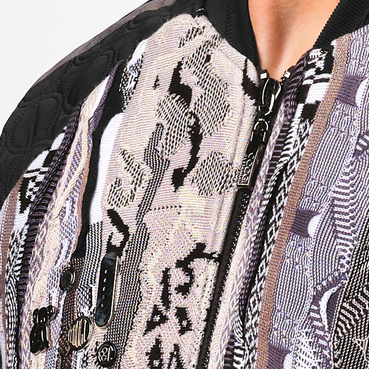 COOGI Sweater Patched Jacket-Black - Image 3