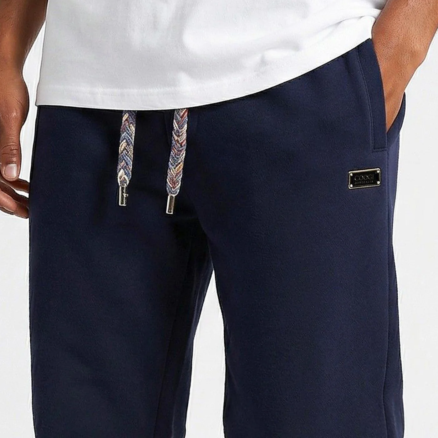 New - COOGI  - Block Logo and Statement Sweat Pant - Oversized - Navy: COOGI Crown Reserve HeavyLuxe Fleece - Image 4